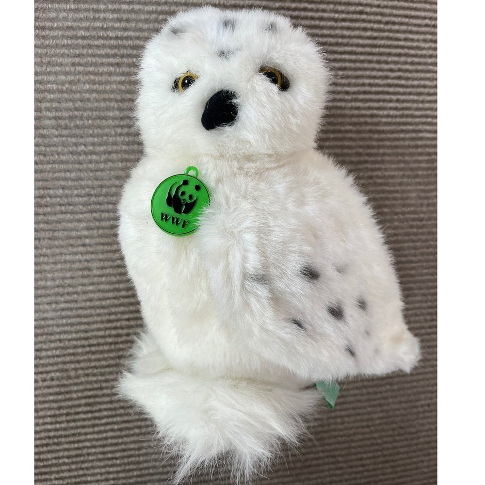 WWF Snowy Owl Plush Applause Realistic Bird White 9"‎